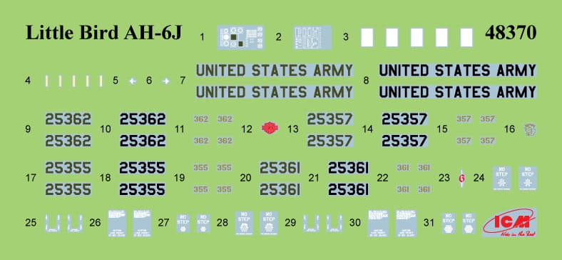 ICM - 48370 - MD AH-6J Little Bird - decals