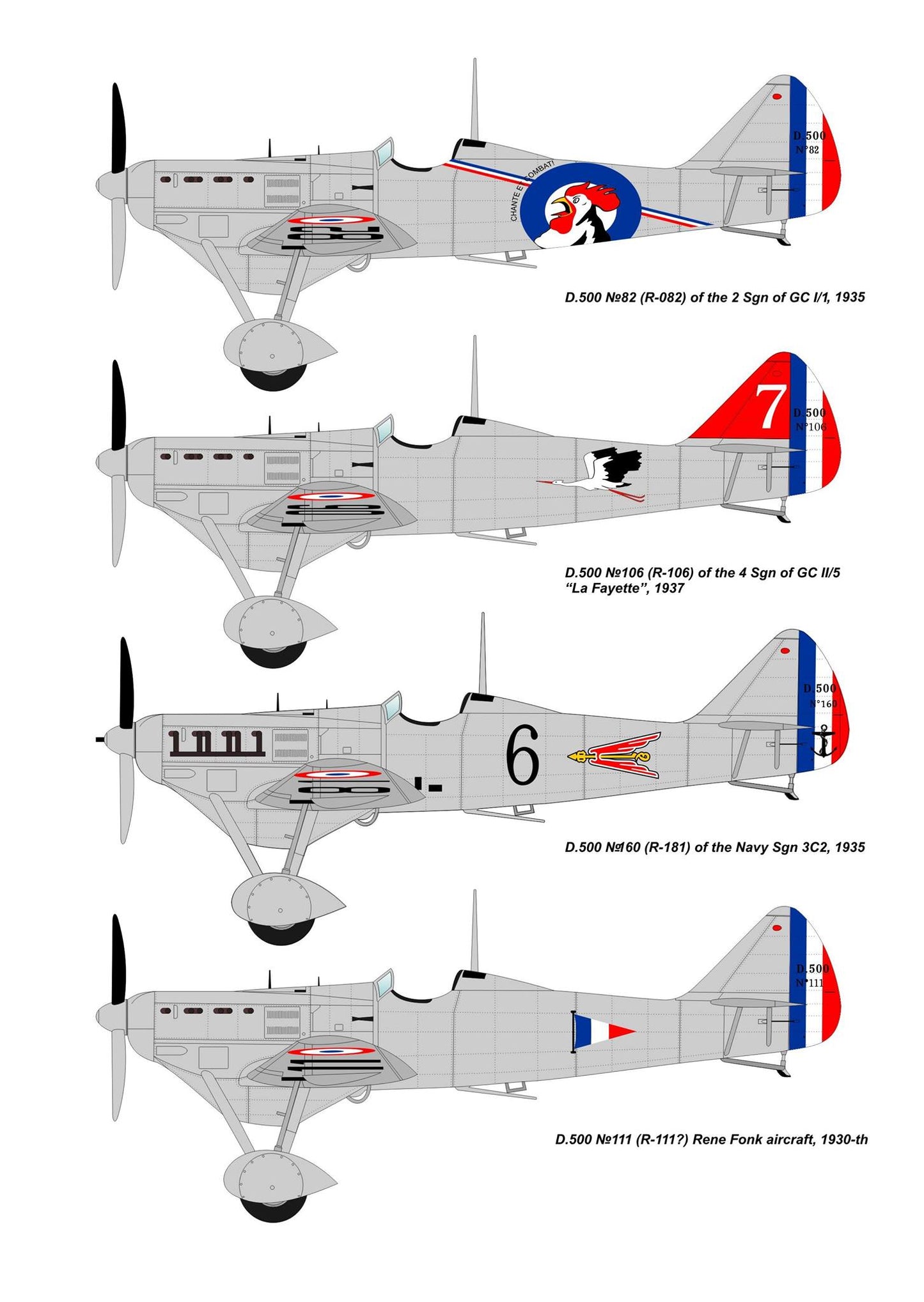300 - Dora Wings - 32001 - Dewoitine D.500 - paint schemes
