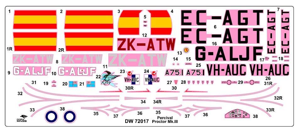 400 - Dora Wings - 48016 - Percival Proctor Mk III - decals