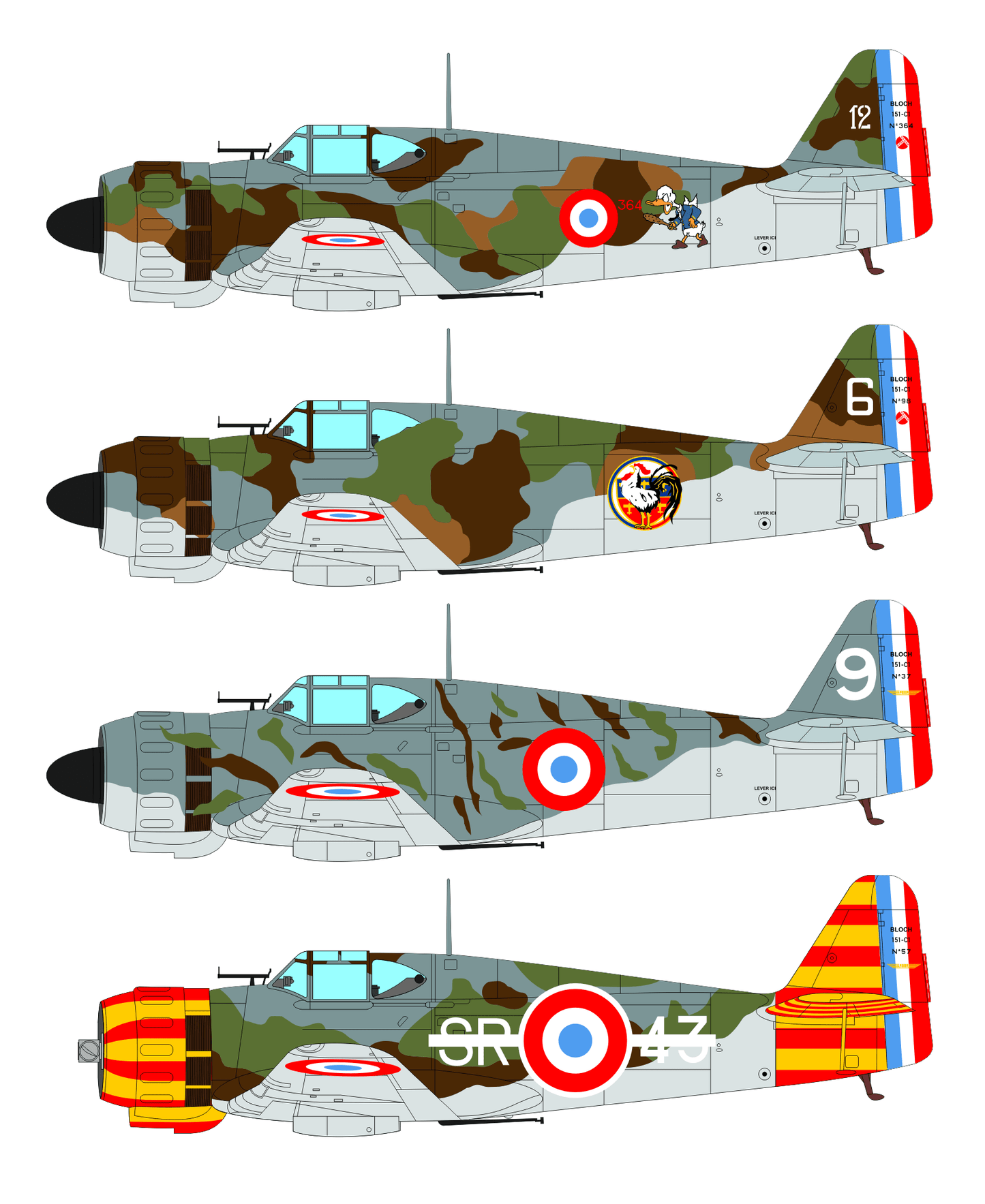 300 - Dora Wings - 48017 - Bloch MB.151.C1 - paint schemes