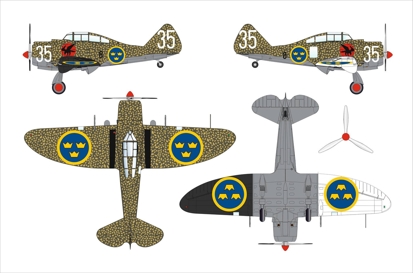 302 - Dora Wings - 48042 - Seversky J 9 - paint schemes