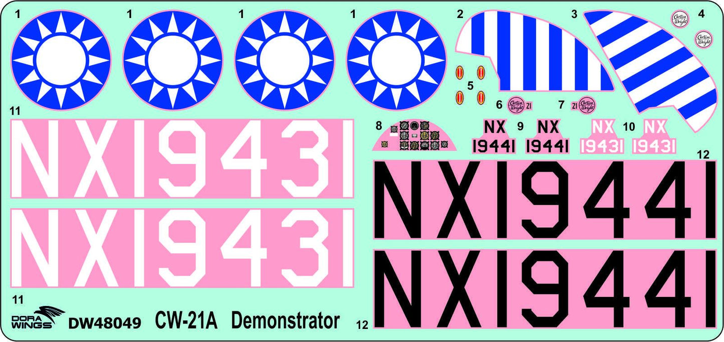 401 - Dora Wings - 48049 - Curtiss-Wright CW-21A - decals