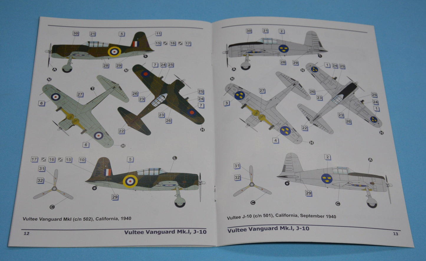 301 - Dora Wings - 48050 - Vultee Vanguard Mk I / J 10 Vanguard - paint schemes