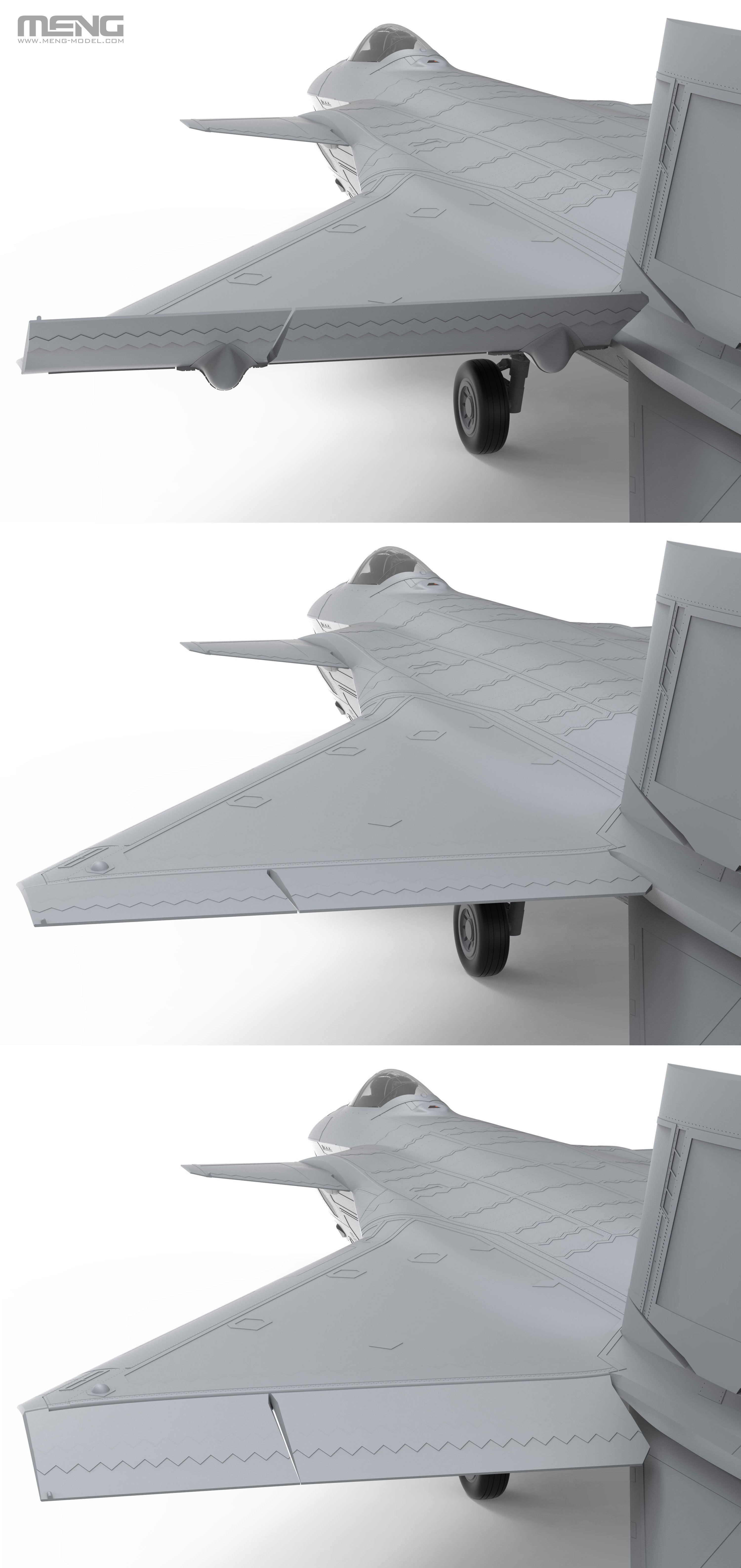 digital model - The trailing edge flaps can be installed in different positions.