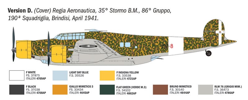 Italeri - 1479 - CANT Z.1007bis Alcione - paint schemes