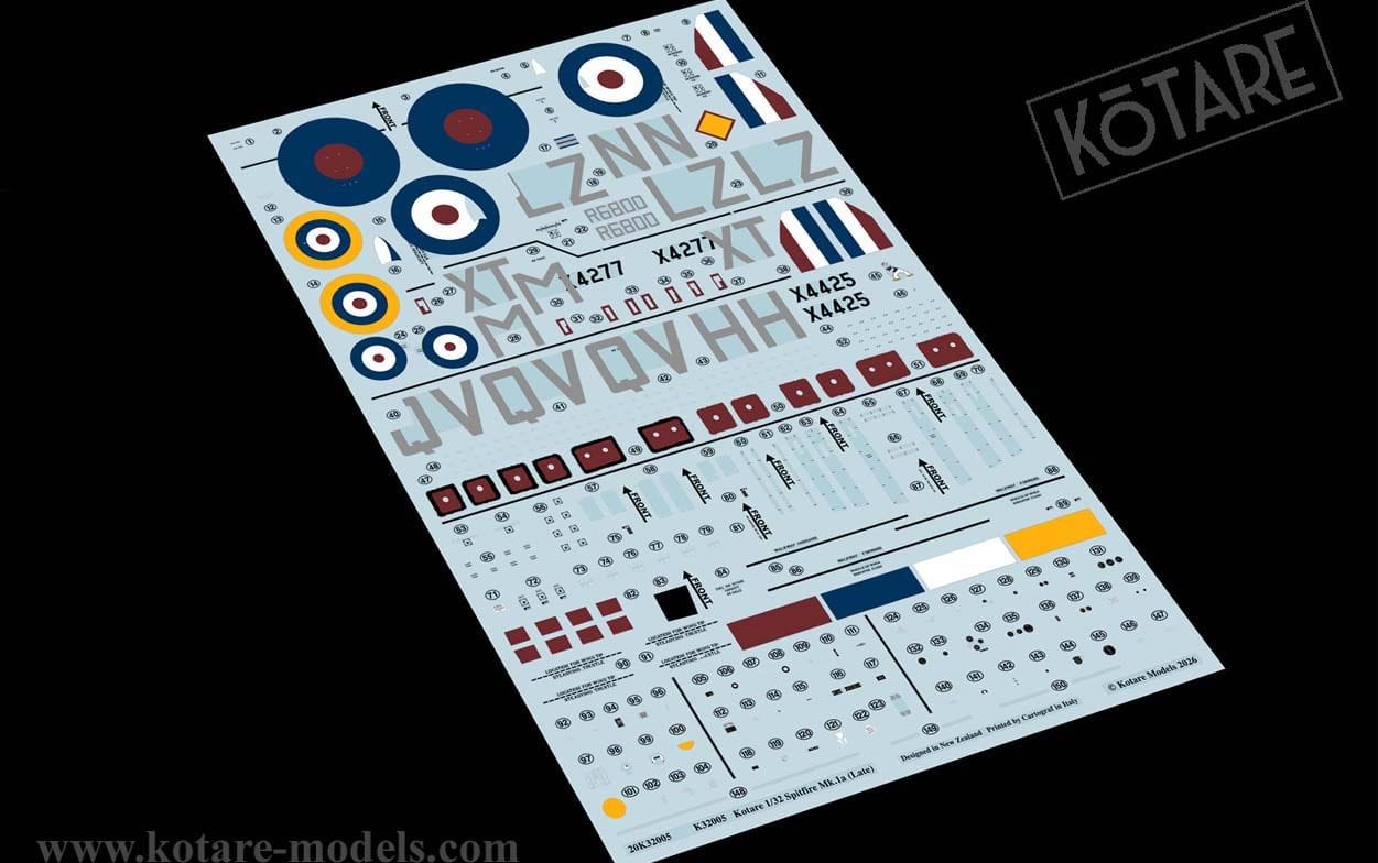 Kotare - 32005 - Supermarine Spitfire Mk Ia (late) - decals