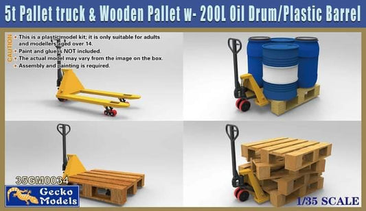 010 - 5t Pallet Truck with Pallets and Drums - primary image