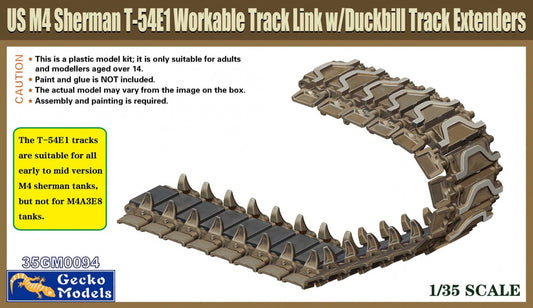 010 - M4 Sherman T-54E1 Workable Track Links with Duckbill Track Extenders - primary image