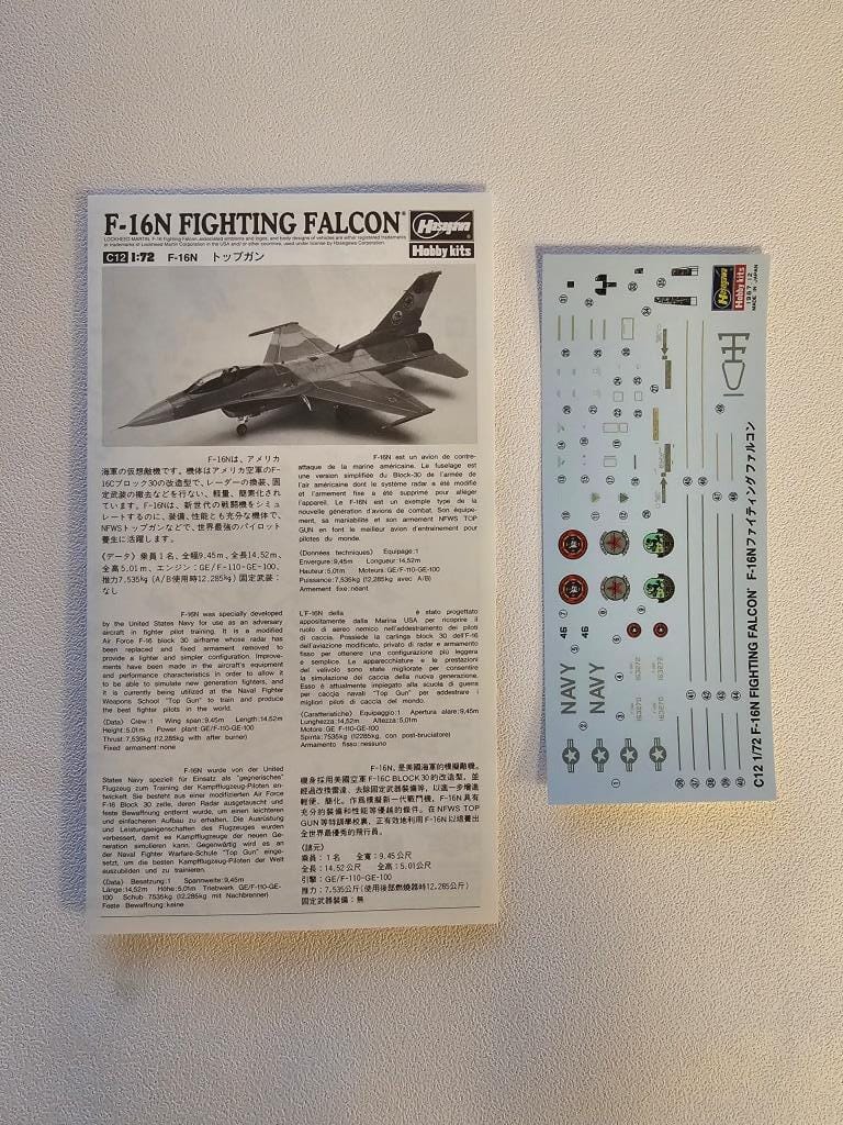 Hasegawa - C12 - General Dynamics F-16N Fighting Falcon - decals