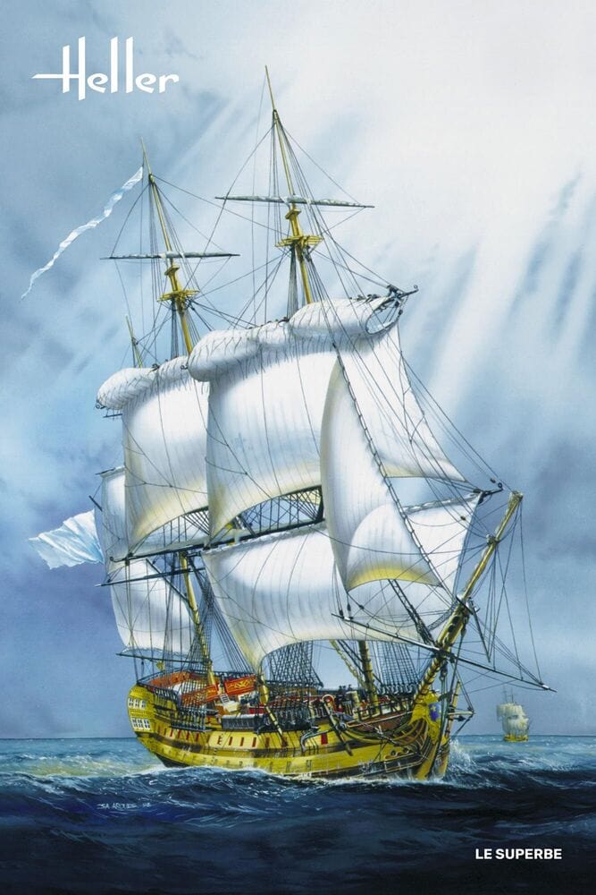 Heller 1/150 scale Le Superbe téméraire-class ship of the line plastic ...