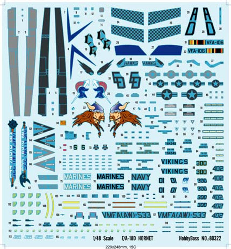 400 - HobbyBoss - 80322 - McDonnell Douglas F/A-18D Hornet - decals