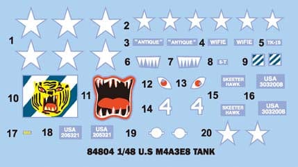 400 - HobbyBoss - 84804 - M4A3E8 Sherman - decals