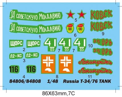 400 - HobbyBoss - 84806 - T-34-76 obr. 1942 Factory 112 - decals