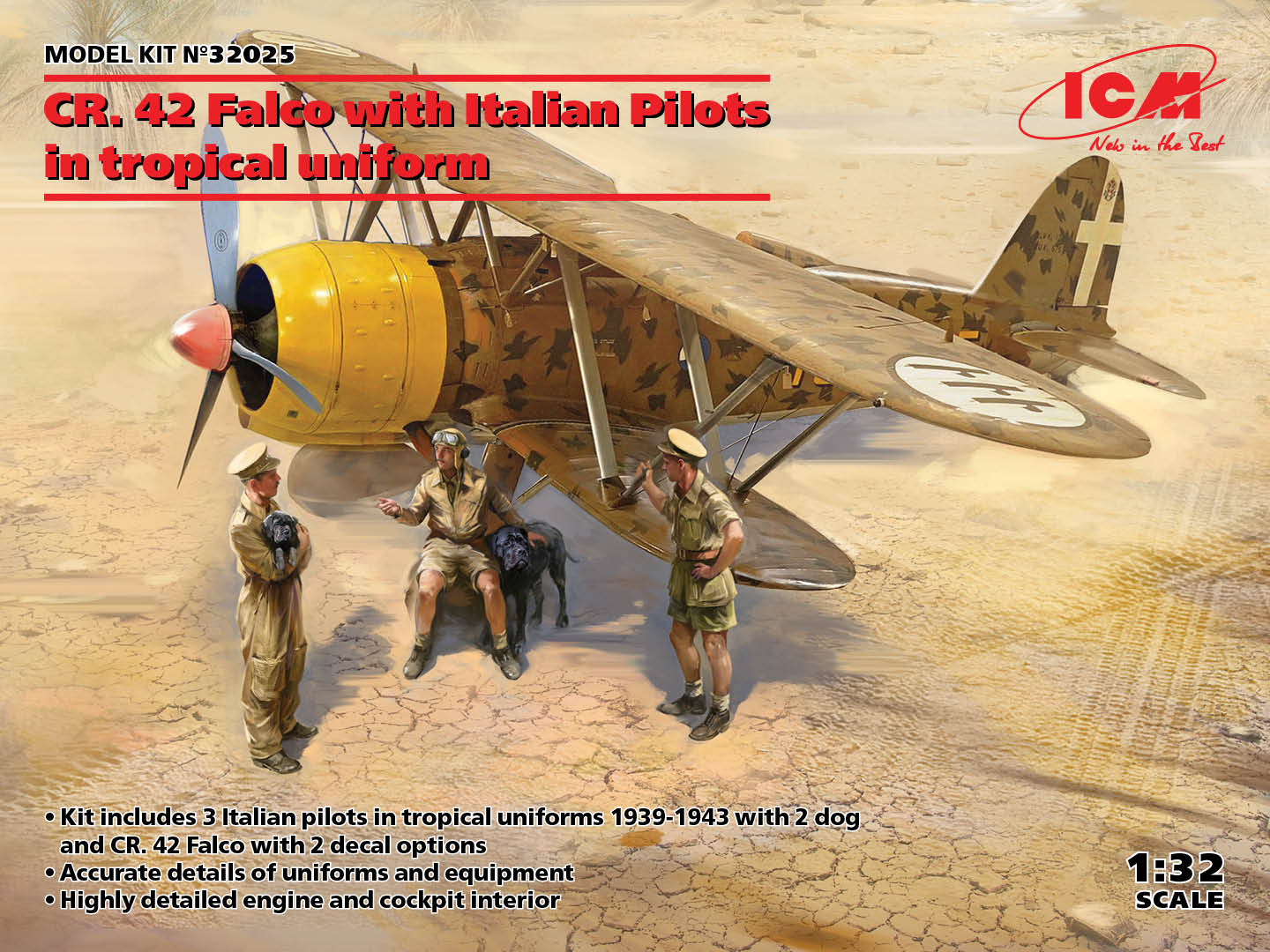 010 - ICM - 32025 - Fiat CR.42 Falco with Italian Pilots - primary image