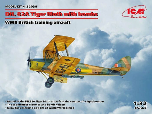 010 - ICM - 32038 - de Havilland DH.82A Tiger Moth with Bombs - primary image