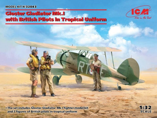 010 - ICM - 32043 - Gloster Gladiator Mk I with British Pilots - primary image