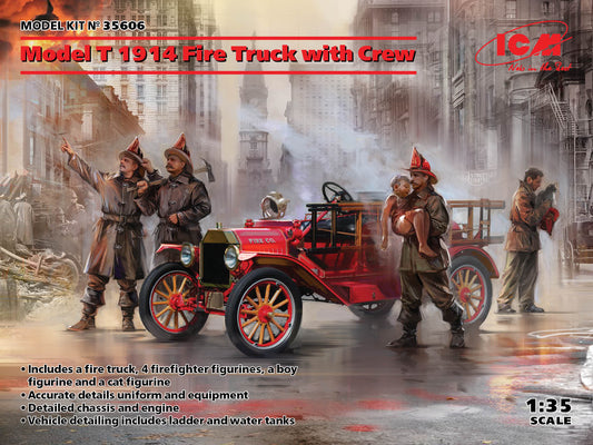 010 - ICM - 35606 - Ford Model T 1914 Fire Truck with Crew - primary image