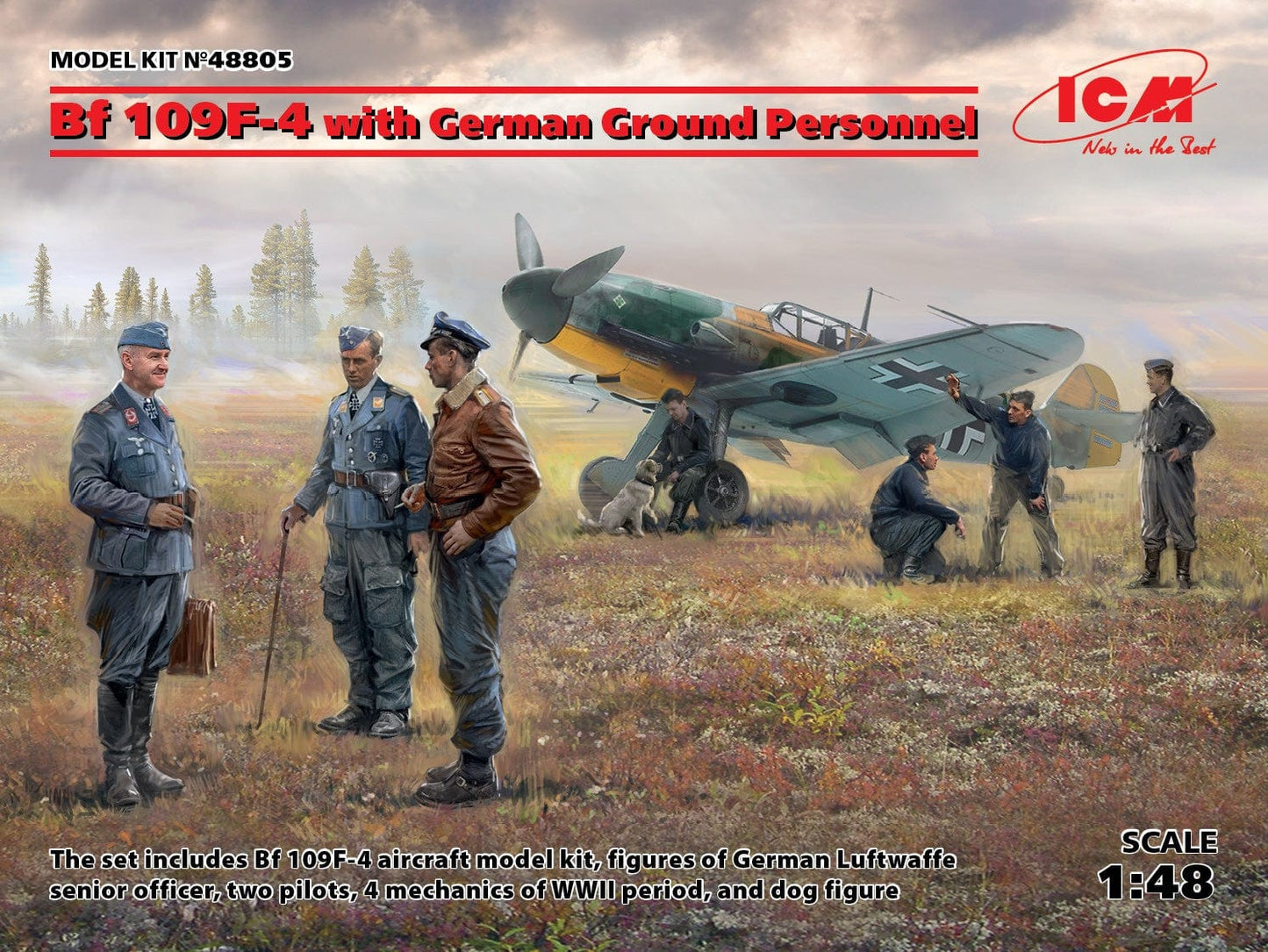 010 - ICM - 48805 - Messerschmitt Bf 109 F-4 with Pilots and Ground Staff - primary image
