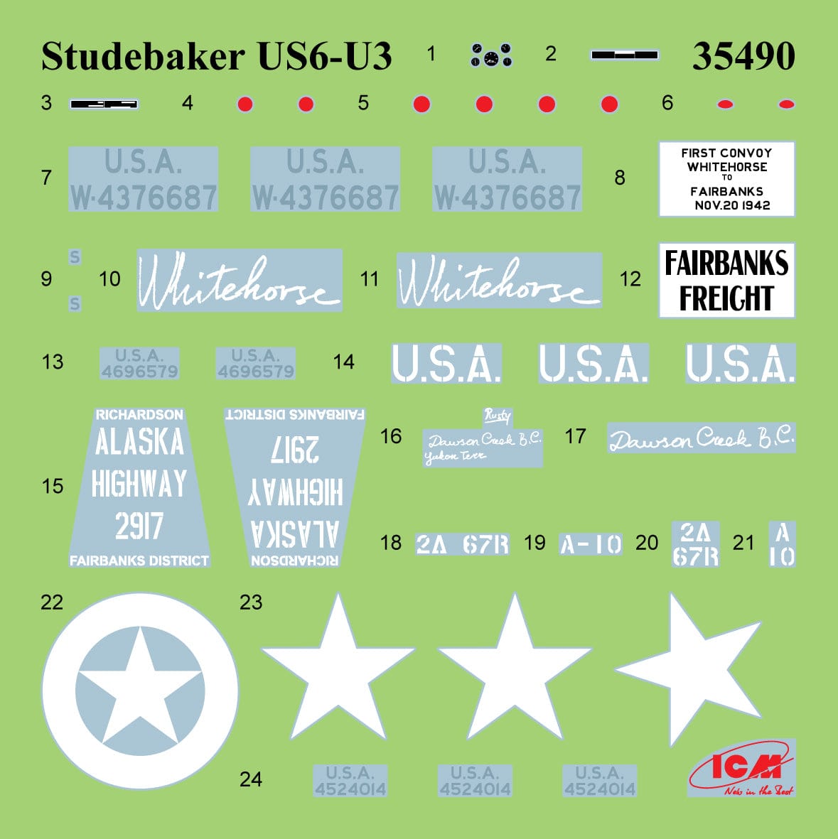 400 - ICM - DS3528 - United States Military Vehicles (WW2) - decals