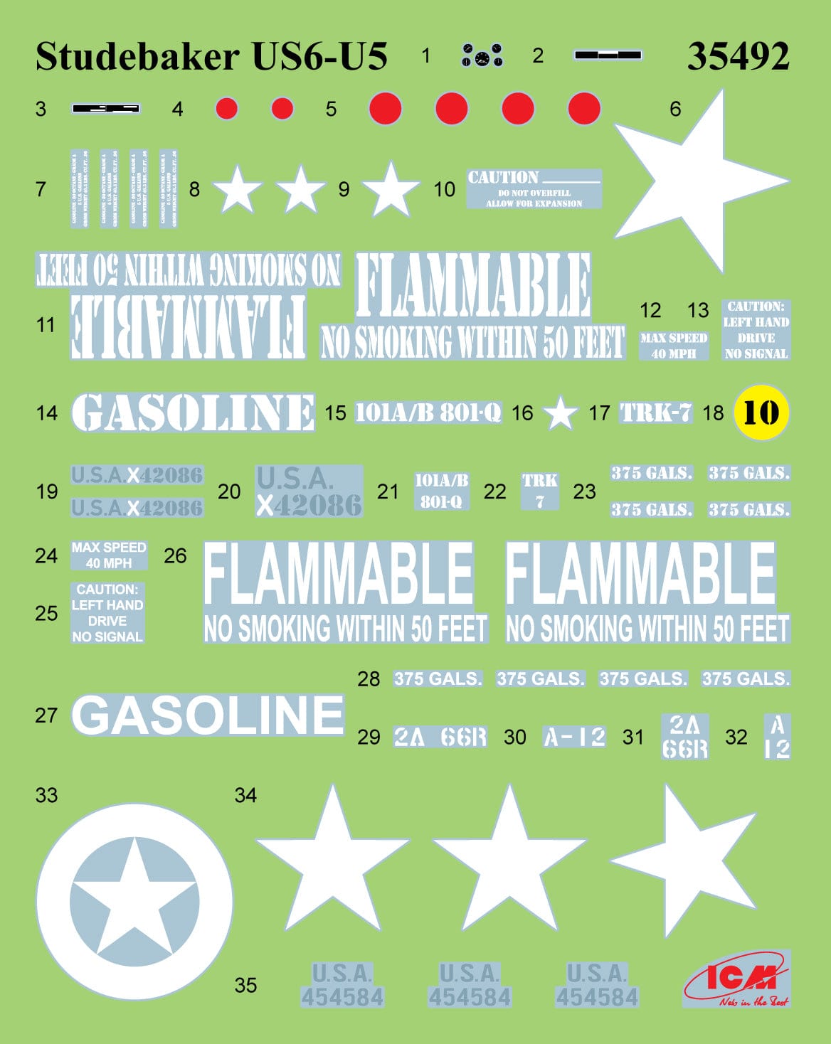 401 - ICM - DS3528 - United States Military Vehicles (WW2) - decals