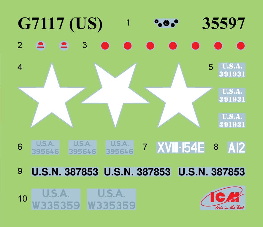 402 - ICM - DS3528 - United States Military Vehicles (WW2) - decals