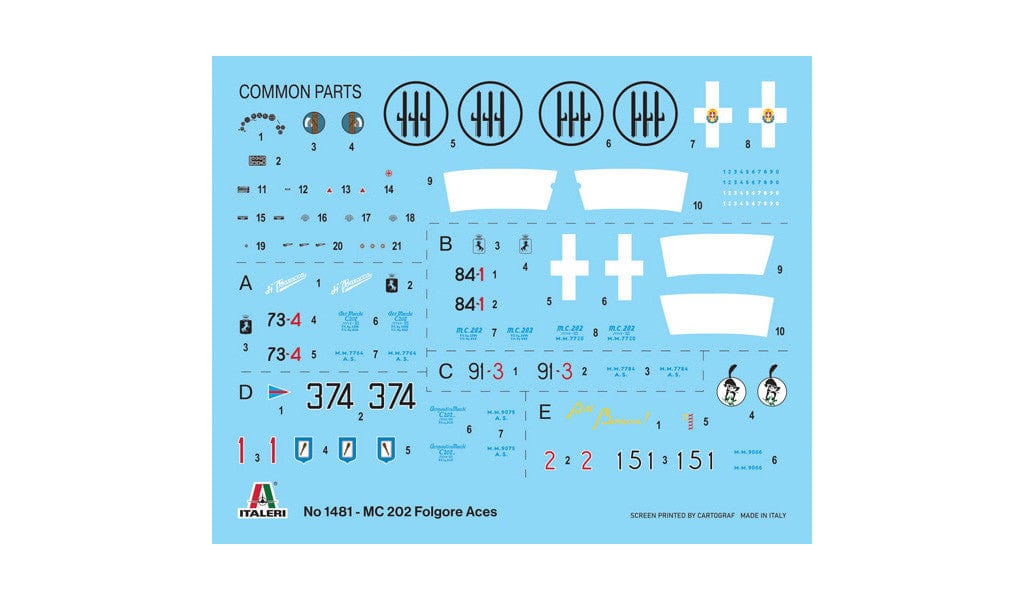 400 - Italeri - 1481 - Macchi C.202 Folgore ‘WWII Aces’ - decals