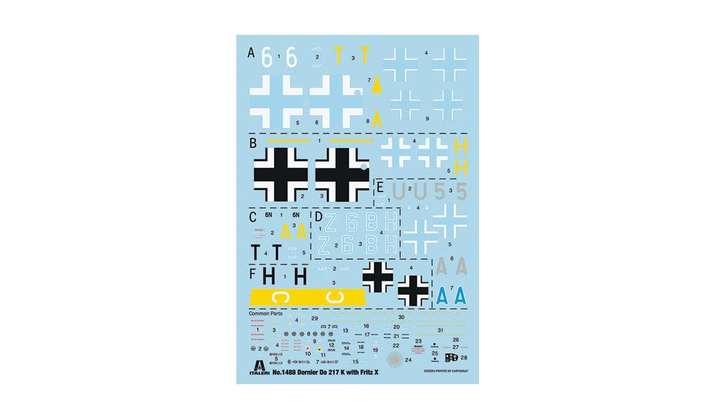 400 - Italeri - 1488 - Dornier Do 217 K-1/K-2 Fritz X - decals