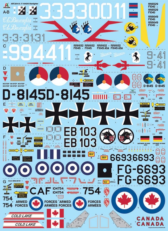 400 - Italeri - 2514 - Lockheed F-104G / Aeritalia F-104S Starfighter - decals