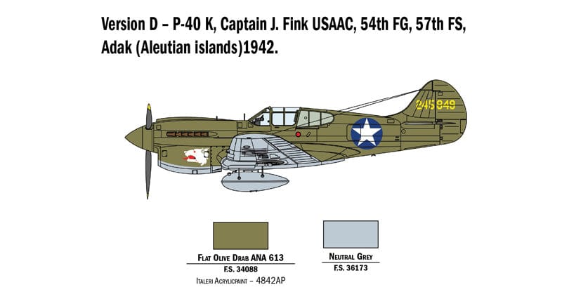 303 - Italeri - 2795 - Curtiss Kittyhawk Mk Ia/Mk III / P-40 E/K Warhawk - paint schemes