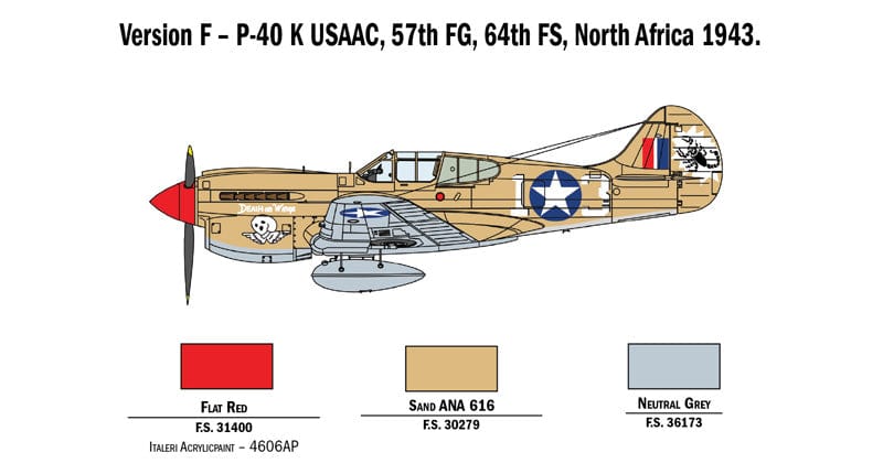 305 - Italeri - 2795 - Curtiss Kittyhawk Mk Ia/Mk III / P-40 E/K Warhawk - paint schemes