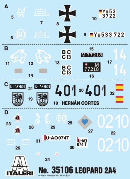 400 - Italeri - 35106 - Leopard 2A4 [War Thunder] - decals