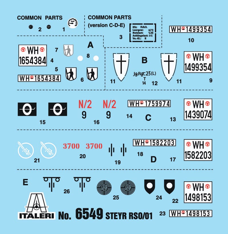 400 - Italeri - 6549 - Steyr RSO/01 with German Infantry - decals