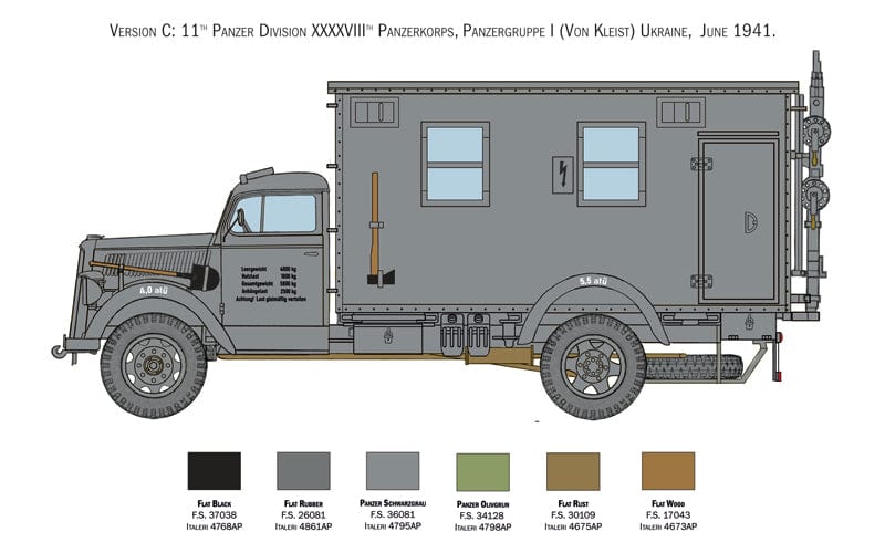 302 - Italeri - 6575 - Sd.Kfz. 305/22 Opel Blitz - paint schemes