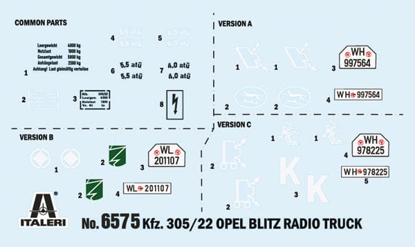 400 - Italeri - 6575 - Sd.Kfz. 305/22 Opel Blitz - decals
