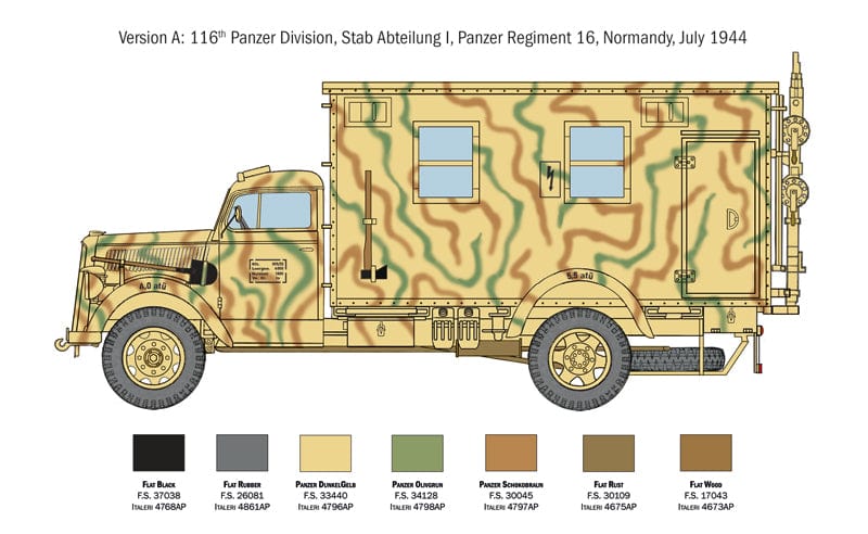 300 - Italeri - 6575 - Sd.Kfz. 305/22 Opel Blitz - paint schemes
