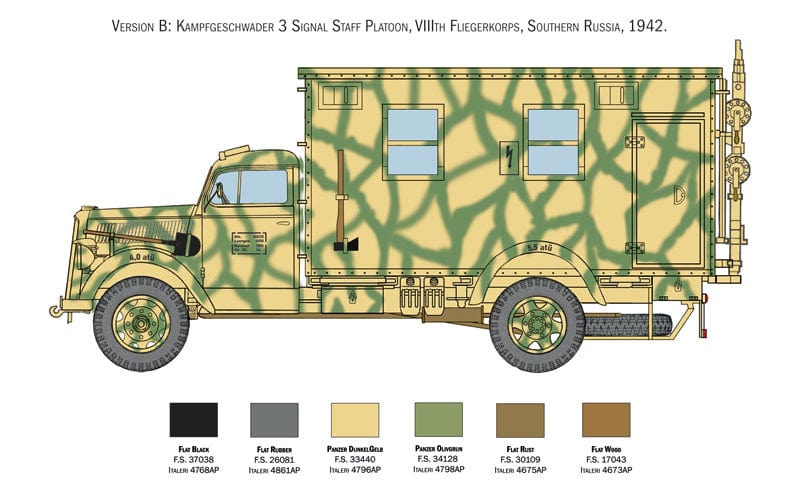 301 - Italeri - 6575 - Sd.Kfz. 305/22 Opel Blitz - paint schemes