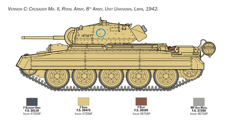 302 - Italeri - 6579 - Crusader II with 8th Army Infantry - paint schemes