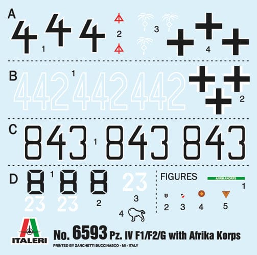 400 - Italeri - 6593 - Pz.Kpfw. IV Ausf. F1/F2/G with Afrikakorps Infantry (El Alamein) - decals