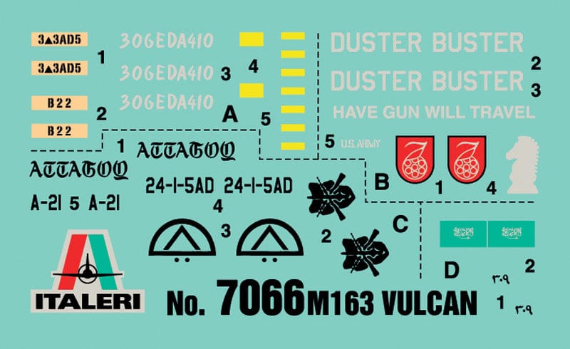 Italeri - 7066 - M163 Vulcan - decals