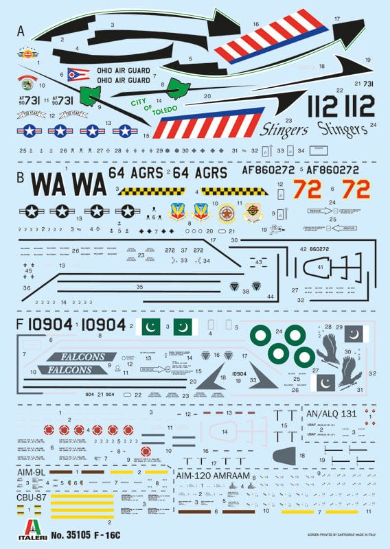 400 - Italeri - W35105 - Lockheed Martin F-16C Fighting Falcon [War Thunder] - decals