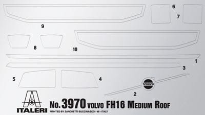 490 - Italeri - 3970 - Volvo FH16 Medium Roof - masks