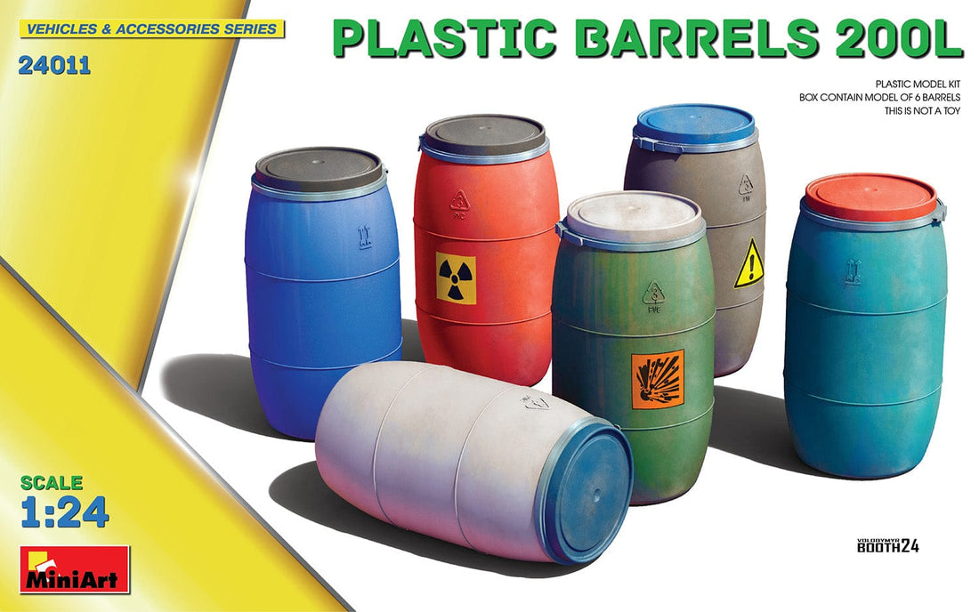 Miniart 1/24 scale 200l Plastic Barrels containers plastic model kit ...