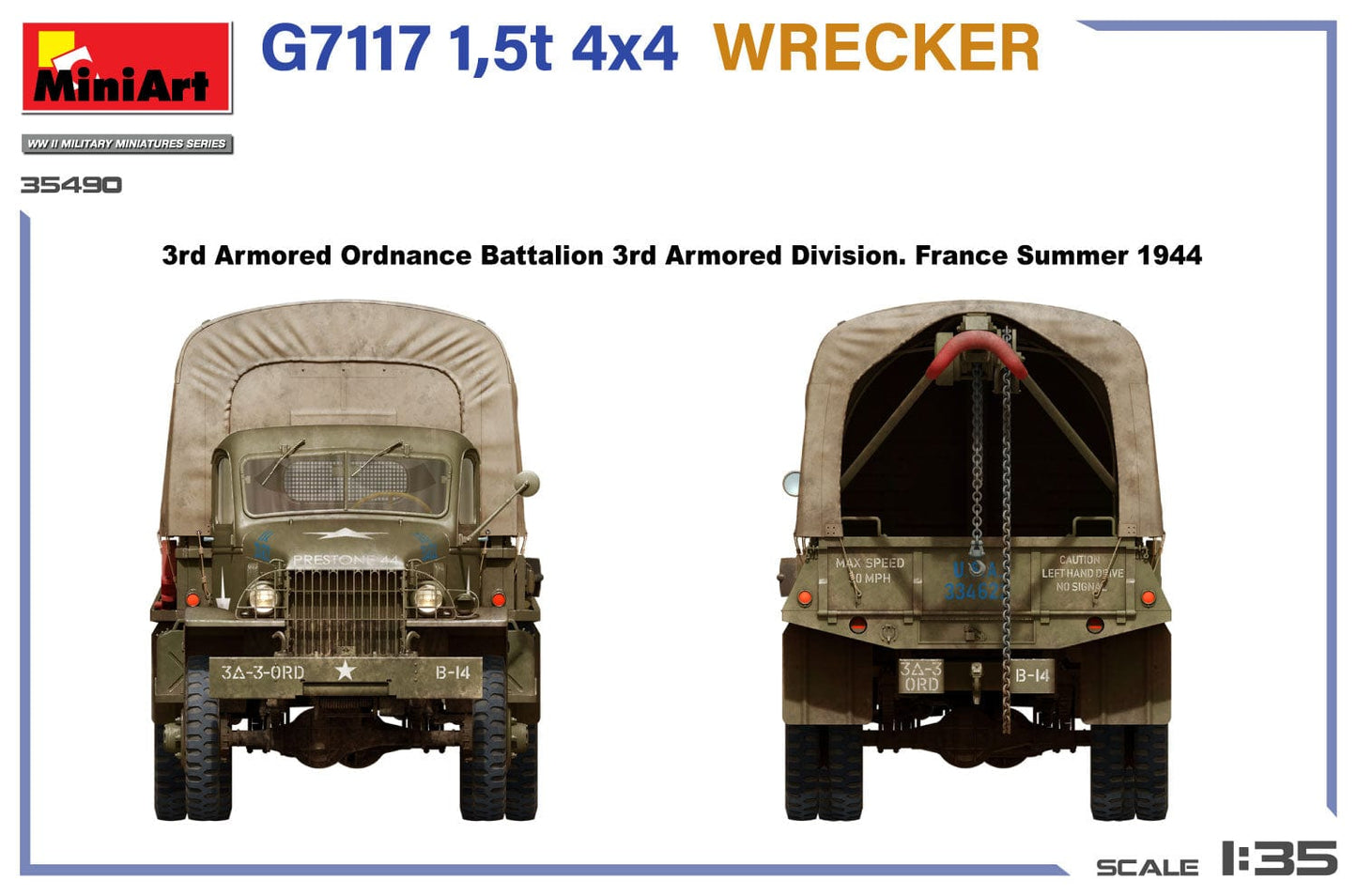 303 - Miniart - 35490 - Chevrolet G7117 1½-ton 4x4 Wrecker - paint schemes