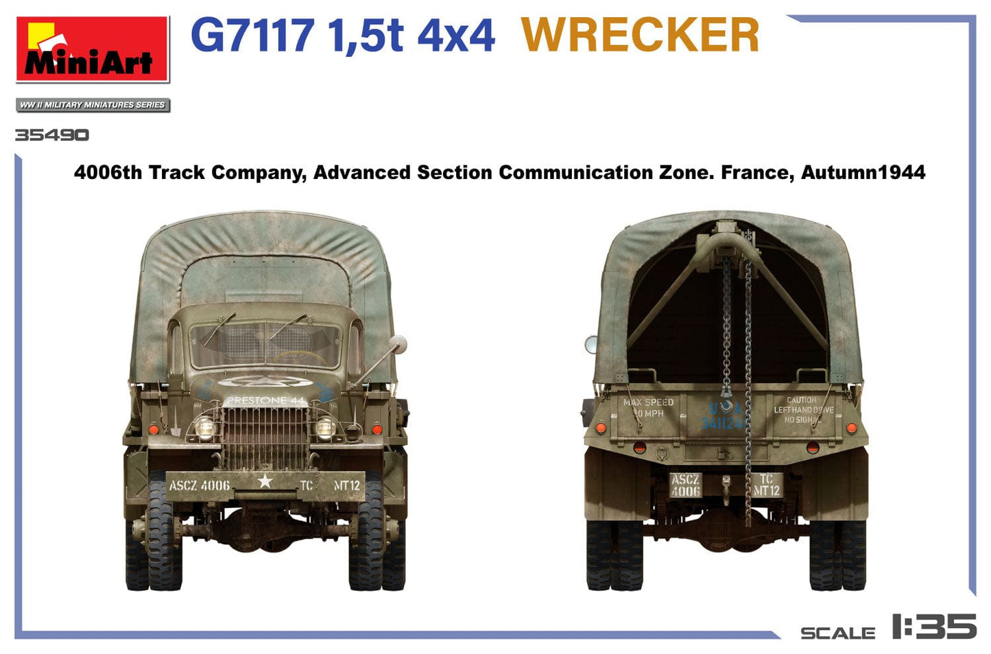 305 - Miniart - 35490 - Chevrolet G7117 1½-ton 4x4 Wrecker - paint schemes