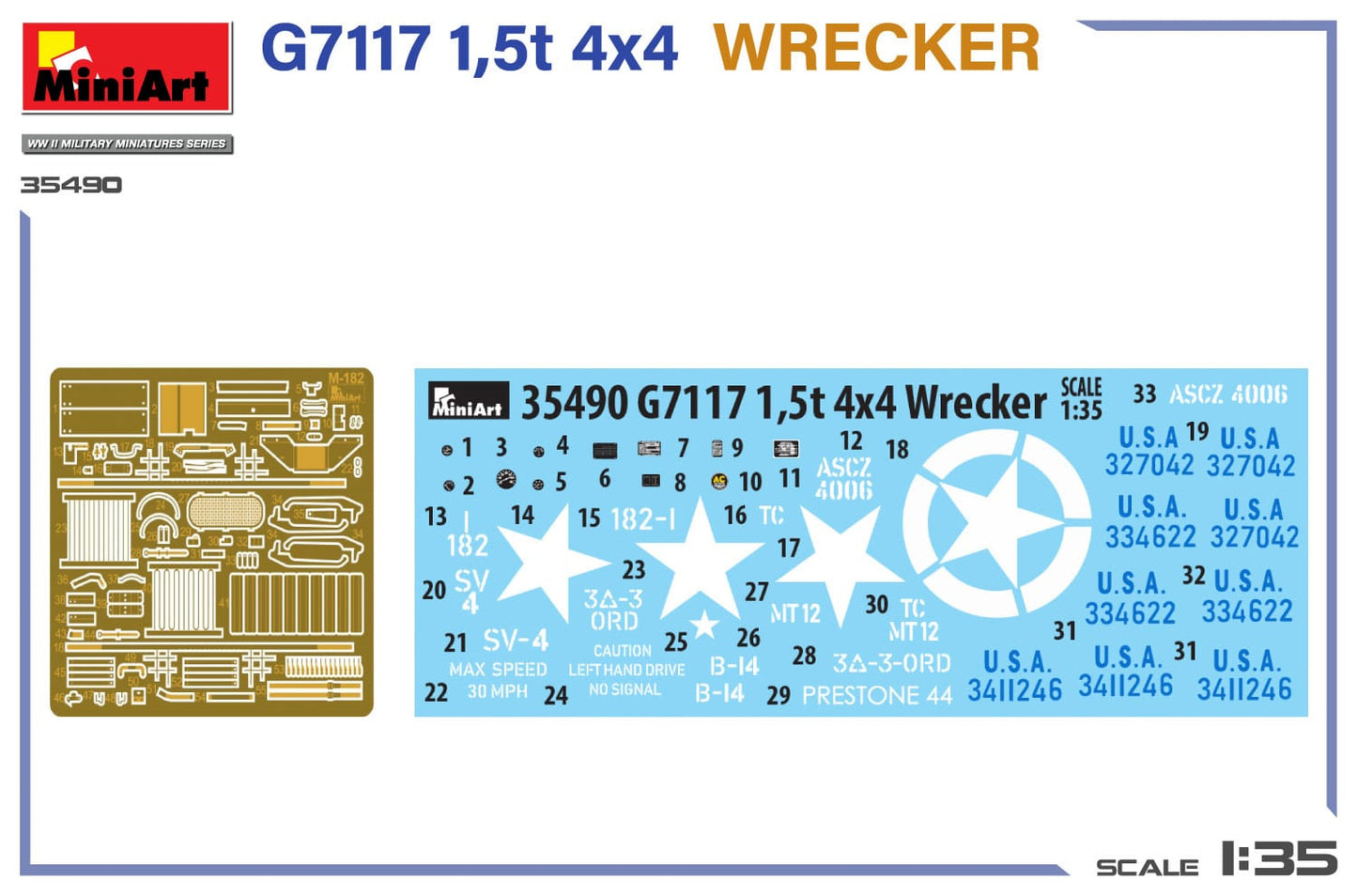 400 - Miniart - 35490 - Chevrolet G7117 1½-ton 4x4 Wrecker - decals