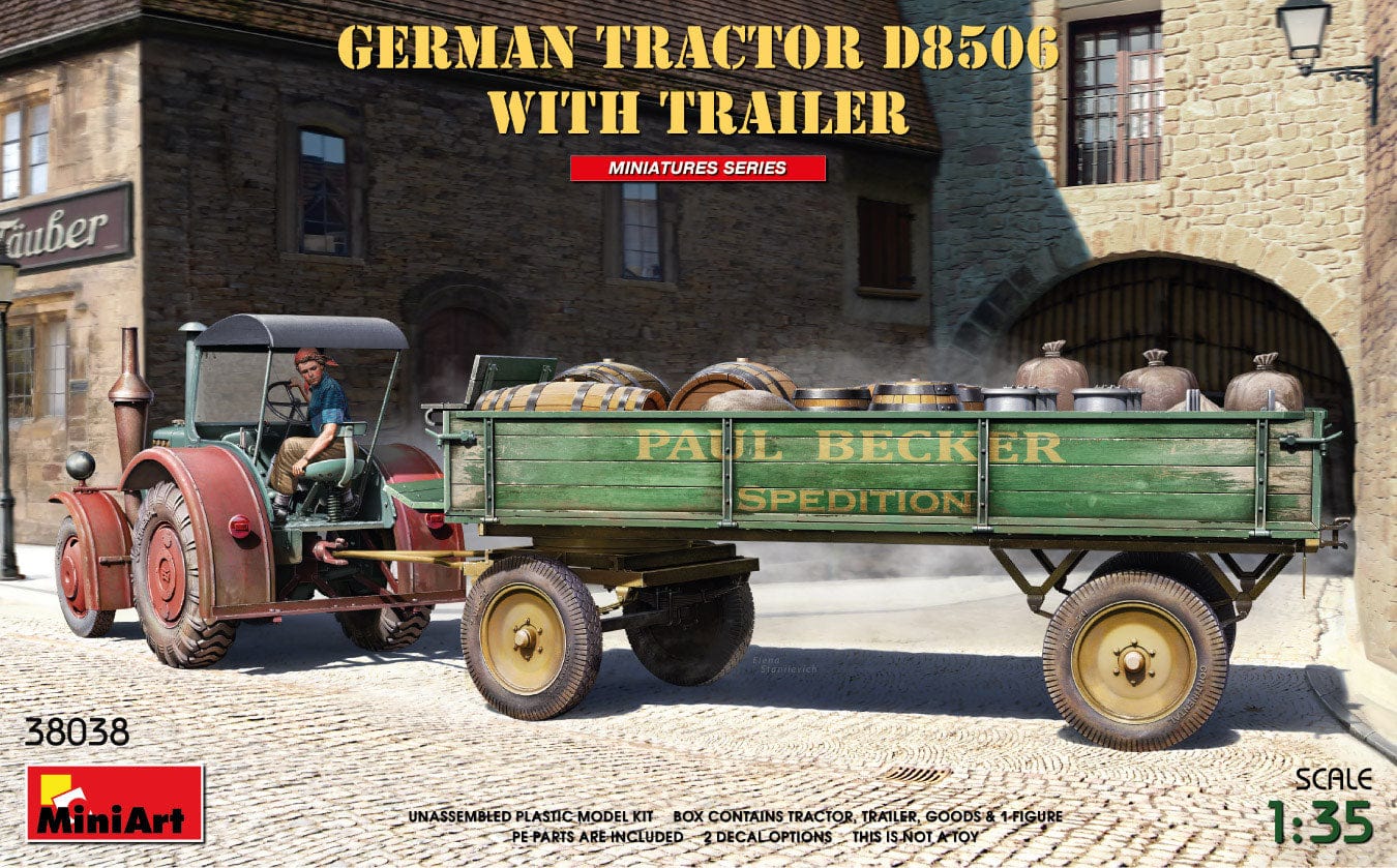 010 - Miniart - 38038 - Lanz Bulldog D8506 with Trailer - primary image