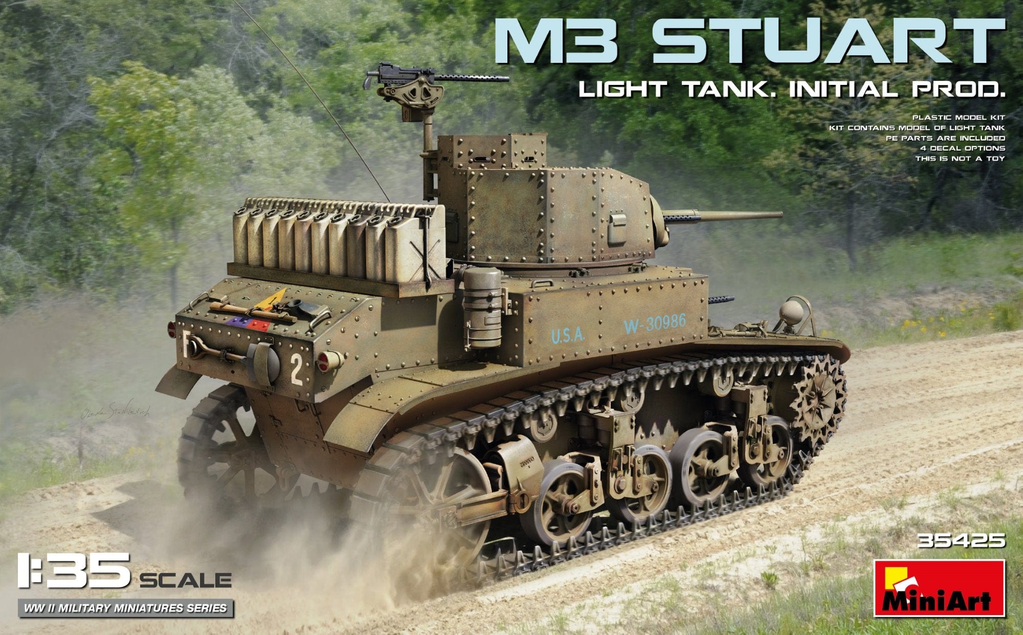 Miniart 1/35 scale M3 Stuart (initial production) light tank plastic ...