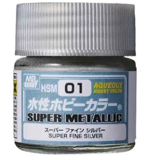 010 - Mr. Hobby - HSM-01 - Mr Hobby Aqueous Super Metallic HSM-01 Superfine Silver - primary image
