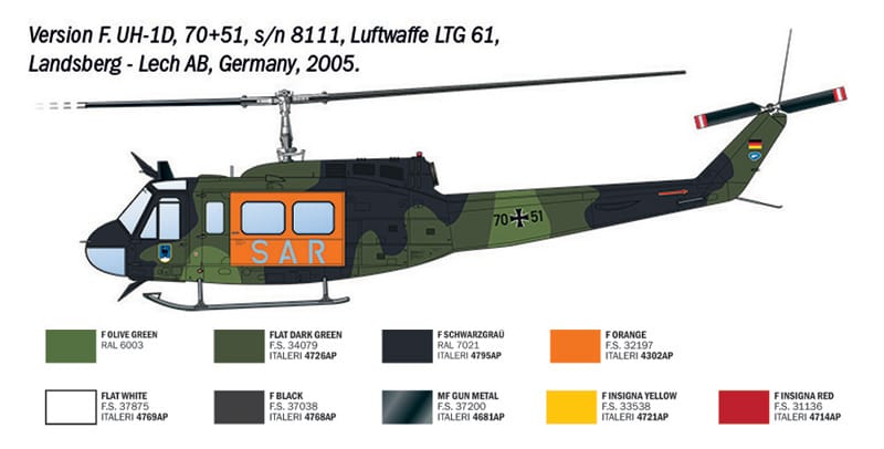Italeri - 2845 - Agusta-Bell AB 205 / Bell UH-1D Iroquois ‘Huey’ - paint schemes