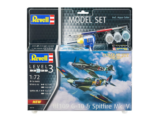 010 - Revell - 63710 - Messerschmitt Bf 109 G-10 and Supermarine Spitfire Mk V [combat set] [model set] - primary image
